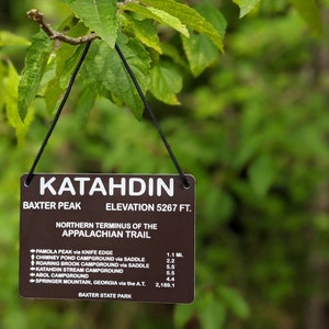 Appalachian Trail AT Mount Katahdin Summit Sign Ornament Decoration  3&quot;H x 4.25&quot; L