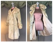 1960s coat 60s Vintage BLONDE MINK PERSIAN lamb faux fur fit and flare mod princess coat