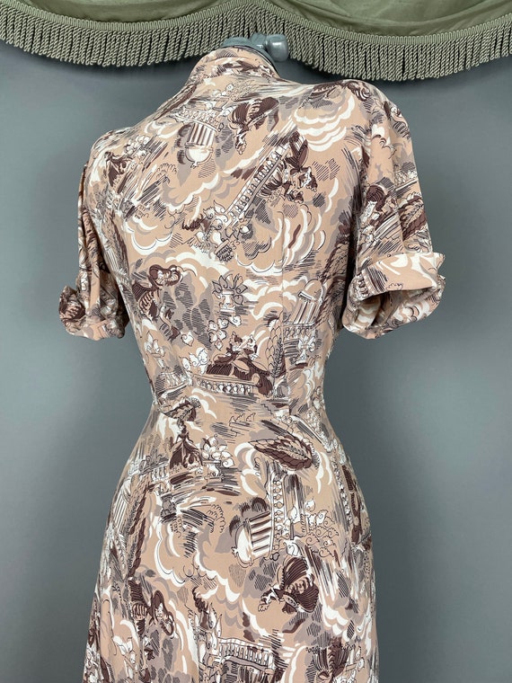 1940s dress vintage 40s VERSAILLES GARDENS Marie … - image 9