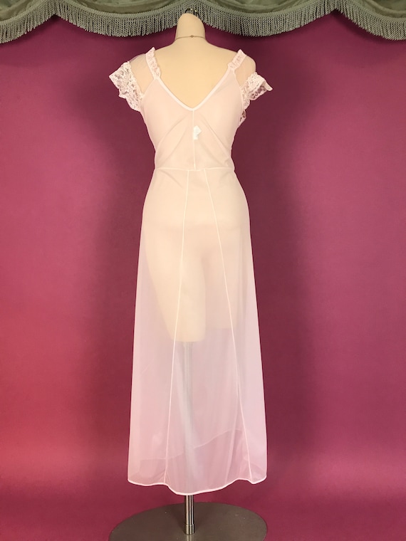 1950s nightgown vintage 50s SHEER PINK NYLON lace… - image 7