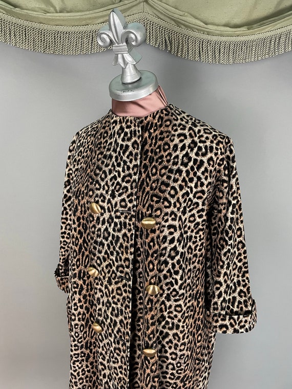 1960s coat jacket vintage 50s LEOPARD CORDUROY TO… - image 5