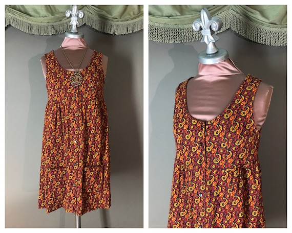 1960s dress 70s vintage PAISLEY KNIT JUMPER Smock