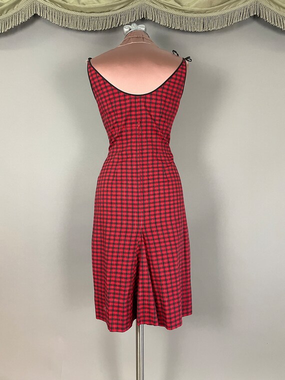 1950s dress vintage 50s RED PLAID HOURGLASS merma… - image 9