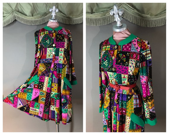 80s dress 1980s vintage LEONARD PARIS italy wool j