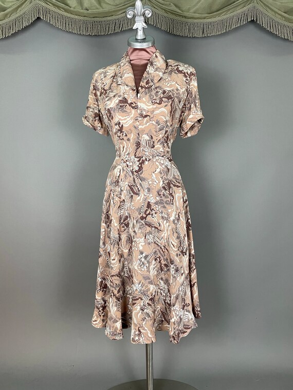 1940s dress vintage 40s VERSAILLES GARDENS Marie … - image 2