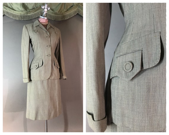 1940s suit vintage 40s BLUE BROWN CHECK detailed 2
