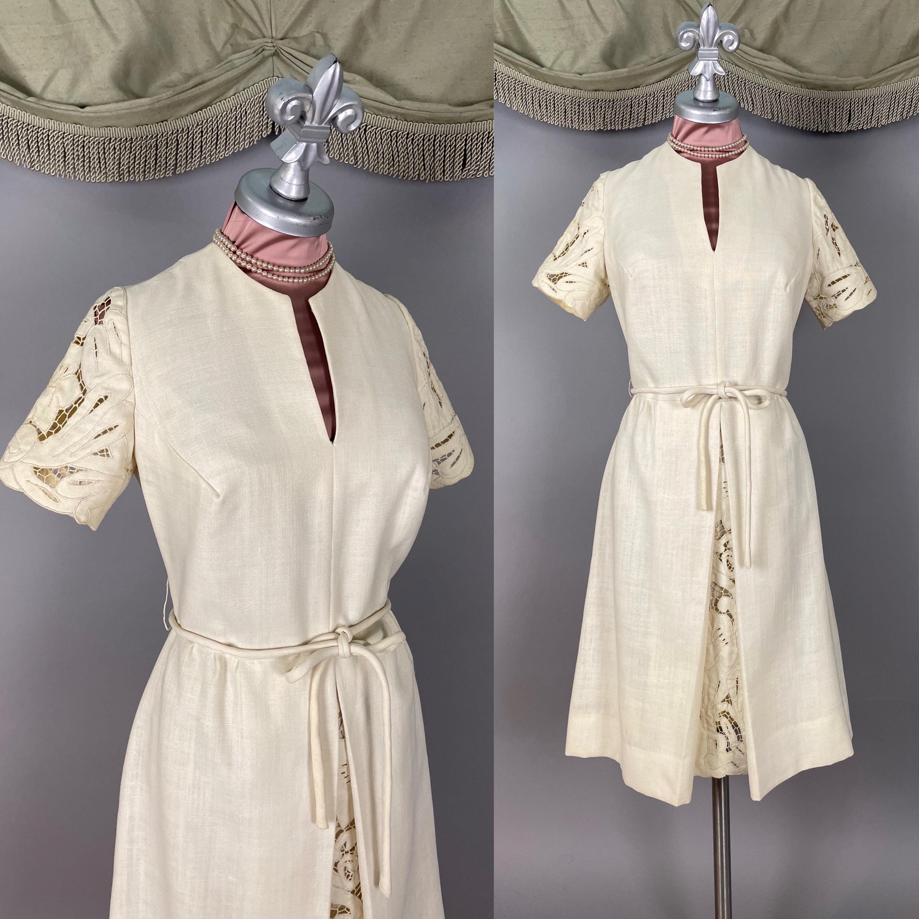 40 Dollar Summer Sale 1960s Dress 60s Vintage CREAM MOYGASHEL