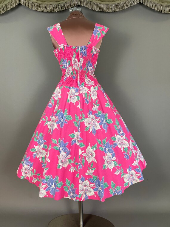 1980s does 50s dress vintage BRIGHT PINK HAWAIIAN… - image 6