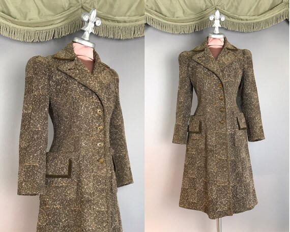 1930s 1940s coat 40s vintage Scottish tweed PUFF S
