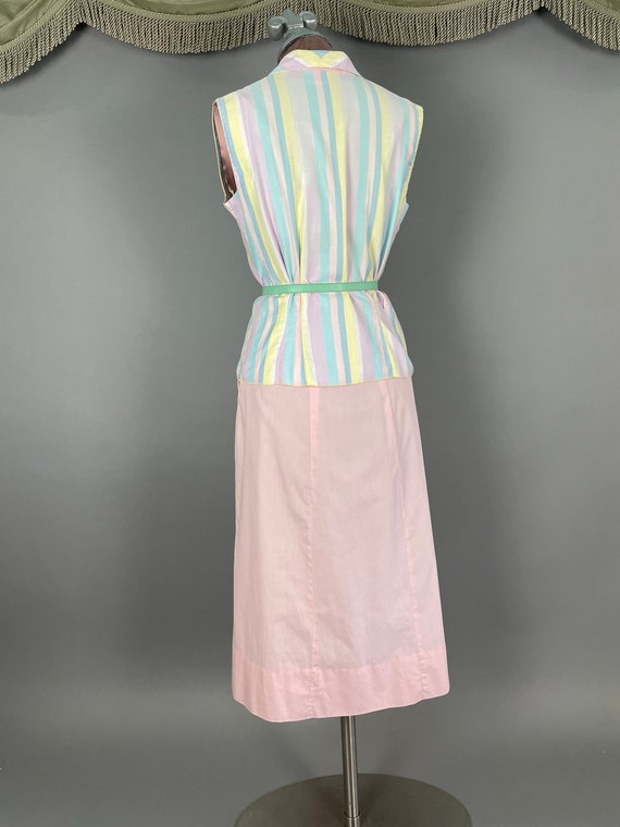 1950s dress set vintage 50s PASTEL RAINBOW PINK c… - image 9