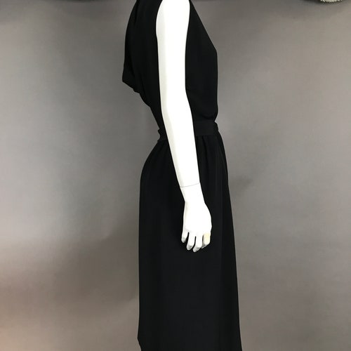 1950s dress vintage early 60s DRAPED BACK shops BLACK designer cocktail dress