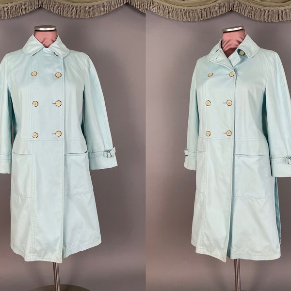 1960s coat vintage 60s PASTEL BLUE SILVER rain repellent jacket