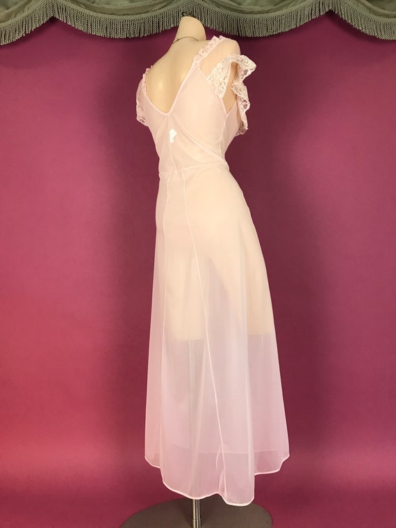 1950s nightgown vintage 50s SHEER PINK NYLON lace… - image 8