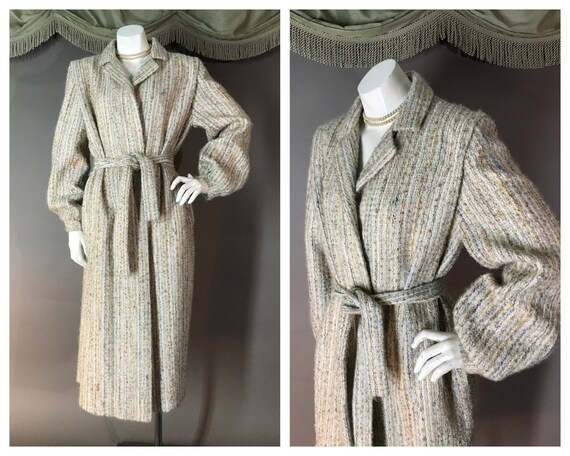 1980s coat vintage 70s BISHOP SLEEVE BELTED neutra