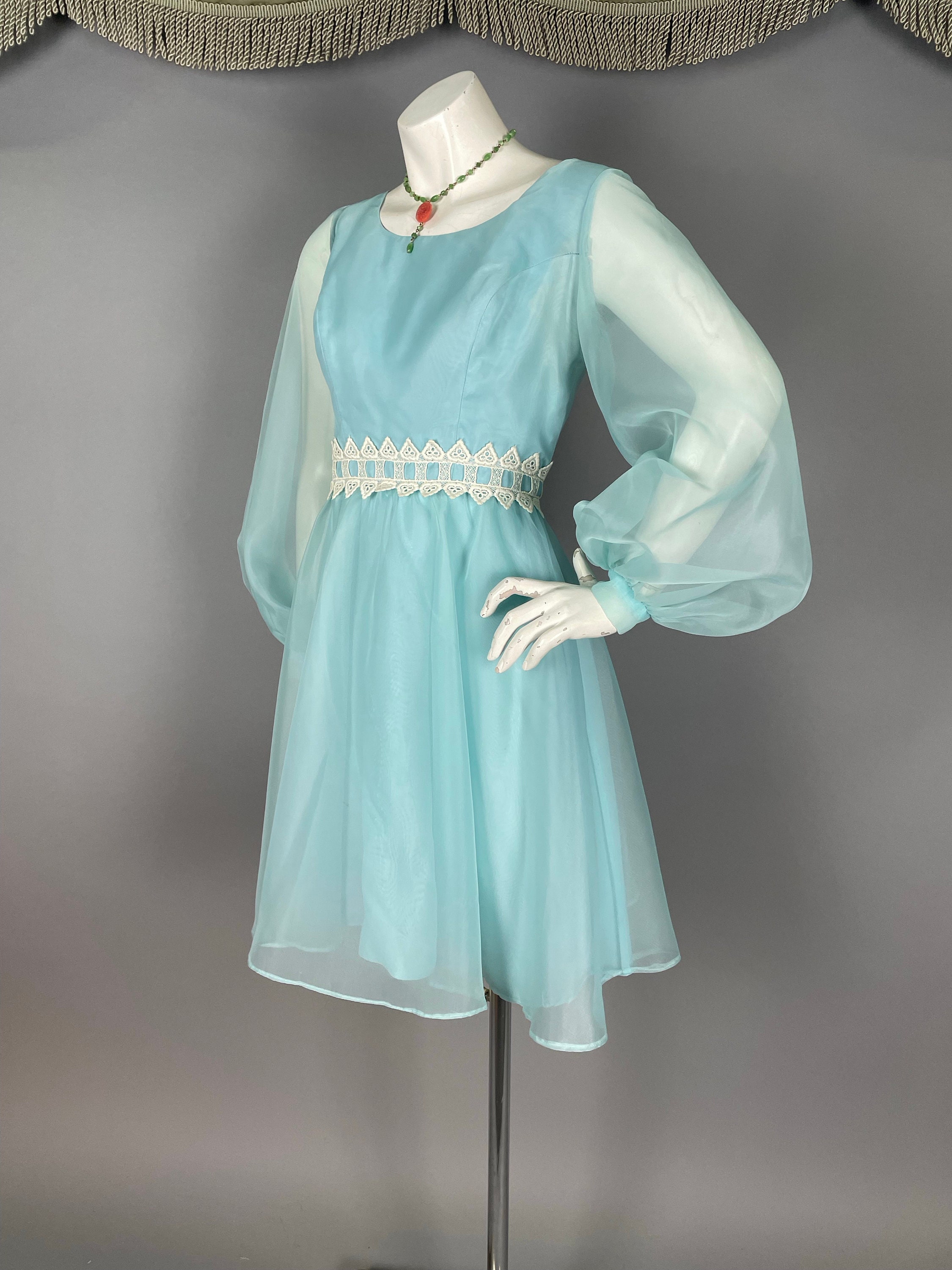 1960s Dress Vintage 60s AQUA CHIFFON PARTY Cocktail Princess 1960s Dress Vintage 60s AQUA CHIFFON PARTY Cocktail Princess