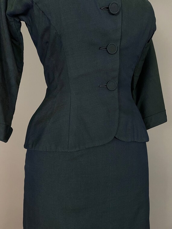 1950s suit vintage 50s TEAL BLUE  BLACK  jacket p… - image 5