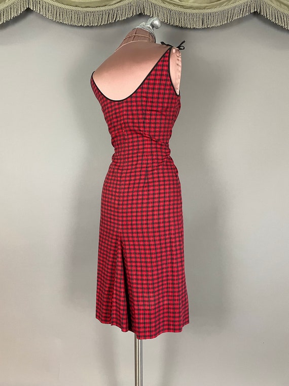 1950s dress vintage 50s RED PLAID HOURGLASS merma… - image 8