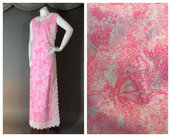 Vintage 1960s 60s PINK LILLY PULITZER floral white