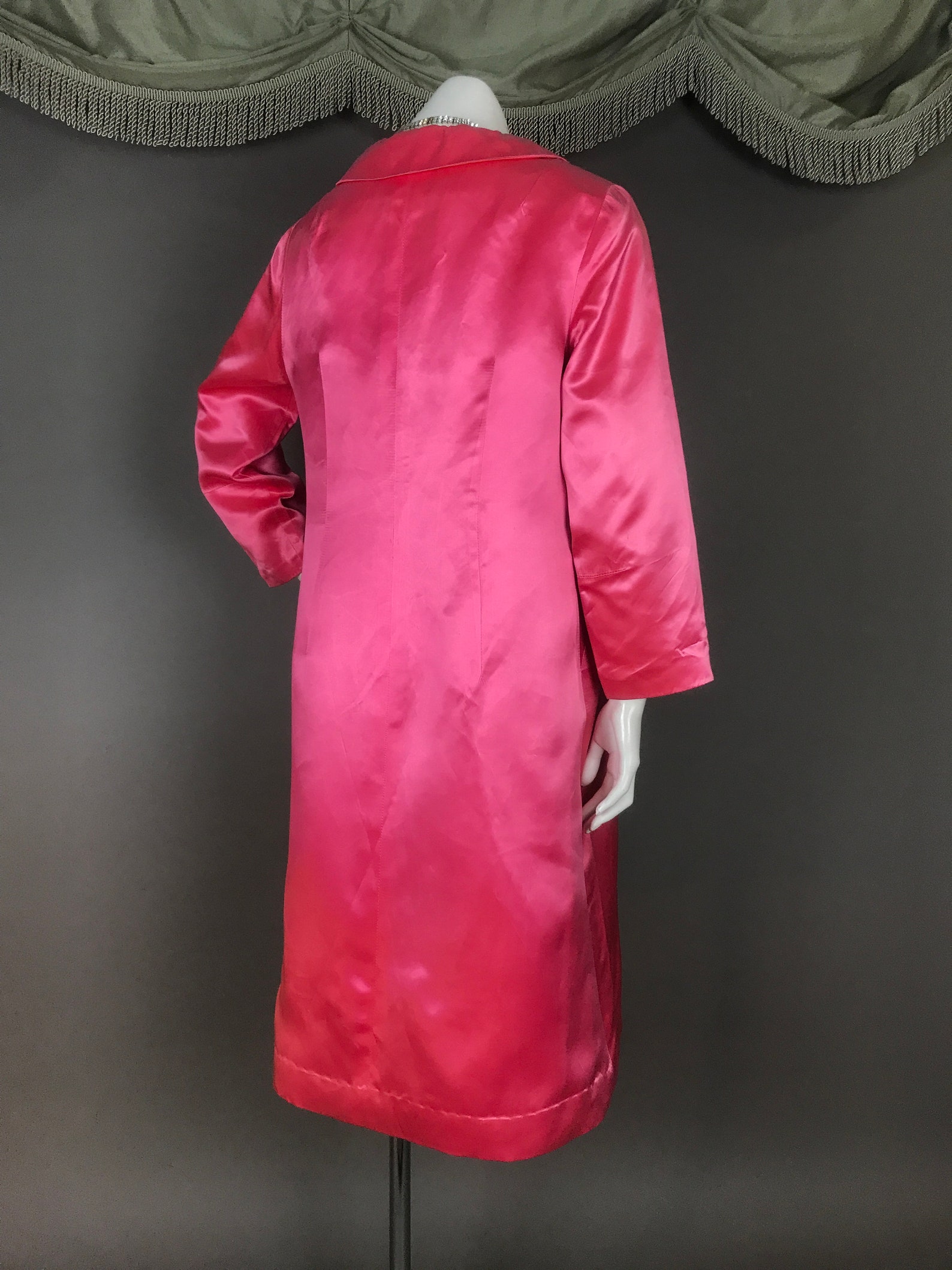 1960s Dress Coat Set Vintage 60s PINK SATIN RHINESTONE Fit Etsy