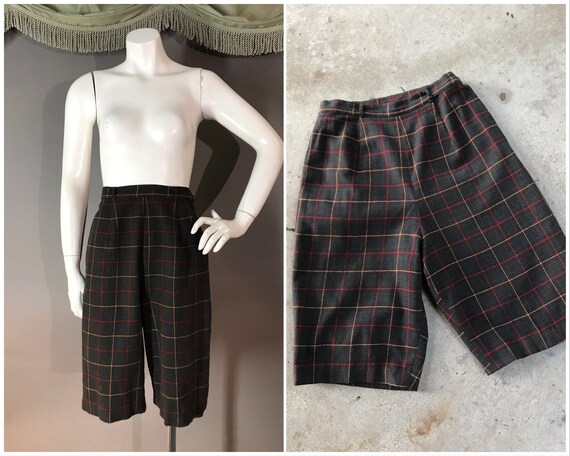 1950s shorts 50s WOOL PLAID TARTAN long shorts bro
