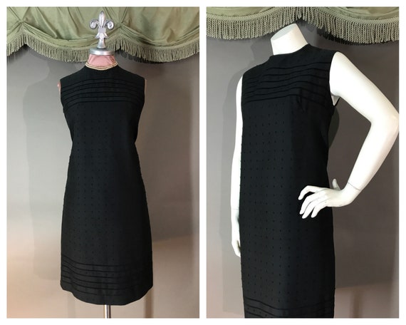 1960s dress 60s vintage BLACK EMBROIDERY COTTON ra