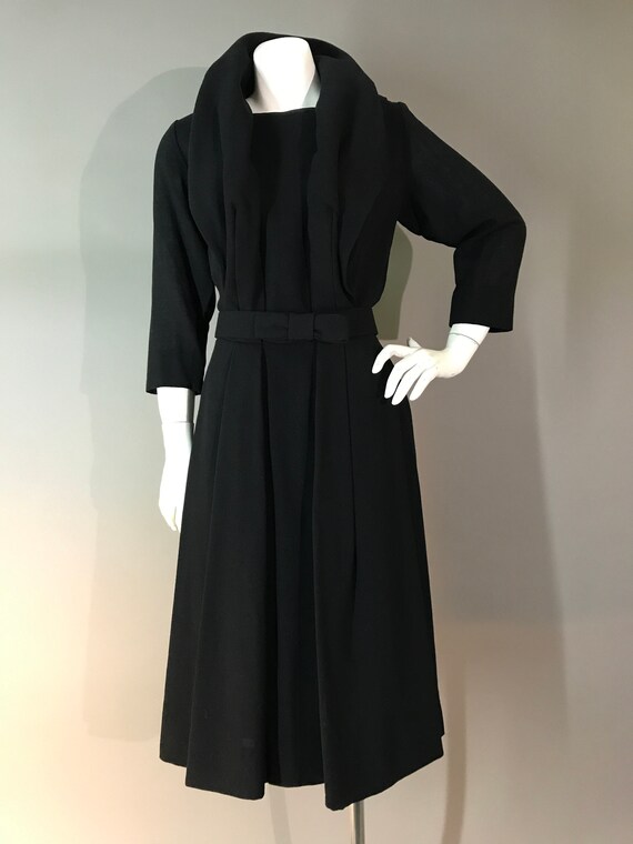 1950s dress 60s vintage TRAVILLA BLACK BOW designe