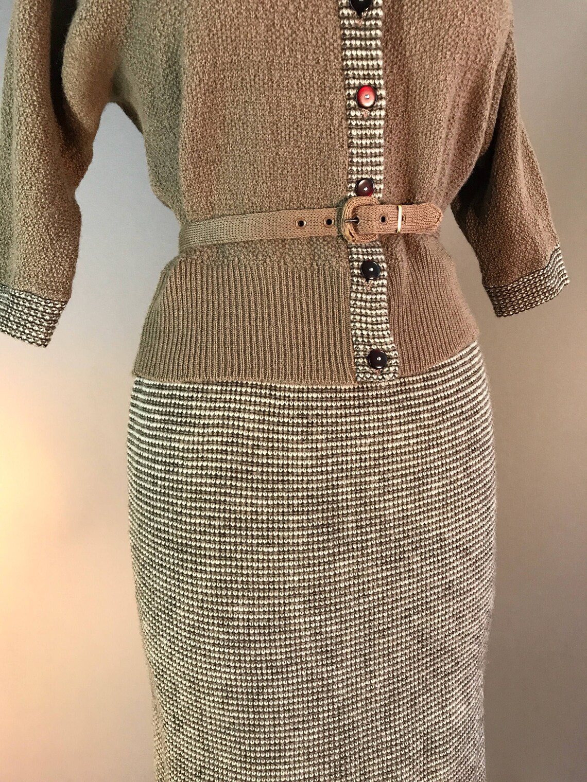 50s sweater skirt set vintage 1950s COFFEE COLORED HOURGLASS Etsy