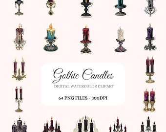 Gothic Candles Clipart Bundle – 64 Dark Vintage PNG Designs (Digital Download)