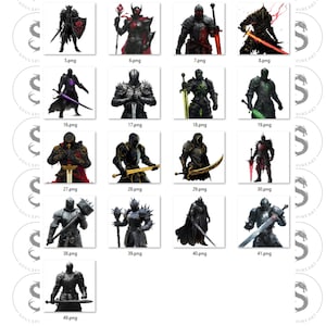 Dark Knights Clipart Bundle – Fearsome Gothic Armor Illustrations (Digital Download) image 3