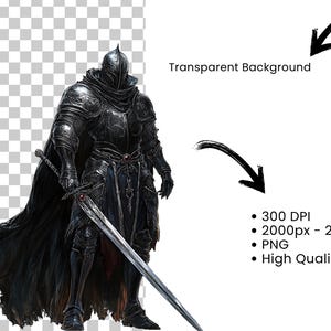 Dark Knights Clipart Bundle – Fearsome Gothic Armor Illustrations (Digital Download) image 5