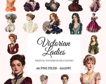 Clipart di donne vittoriane - 88 disegni di adesivi gotici PNG (file digitali)
