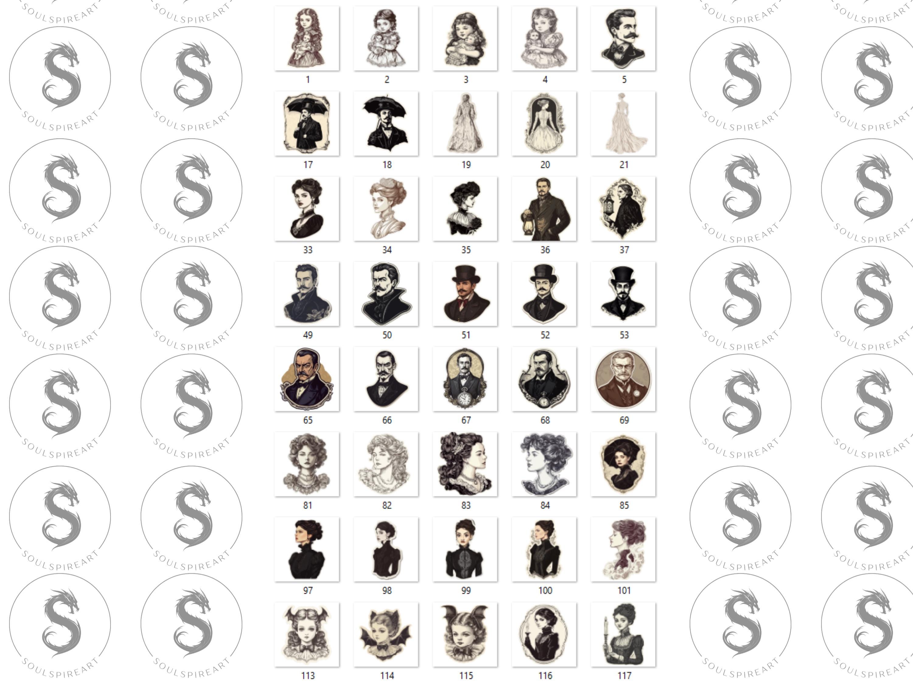 Sticker Design Portrait Gothic Victorian Portraits Clipart – 123 PNG Sticker Designs (digital ...