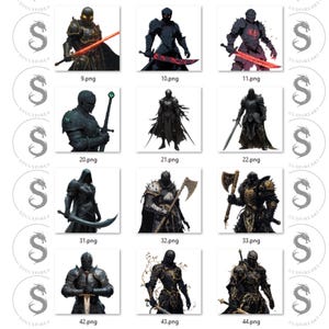 Dark Knights Clipart Bundle – Fearsome Gothic Armor Illustrations (Digital Download) image 4