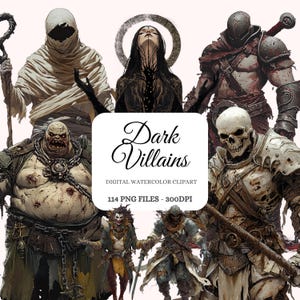 Dark Schurken Clipart Bundle – Gothic Fantasy, Eldritch Lords, Fallen Knights, Dark Rulers, POD freundlich (114 Bilder)