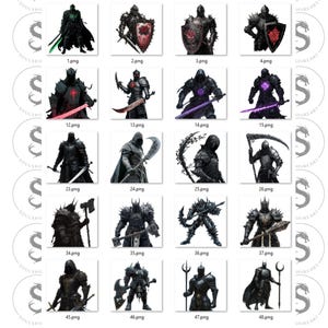 Dark Knights Clipart Bundle – Fearsome Gothic Armor Illustrations (Digital Download) image 2
