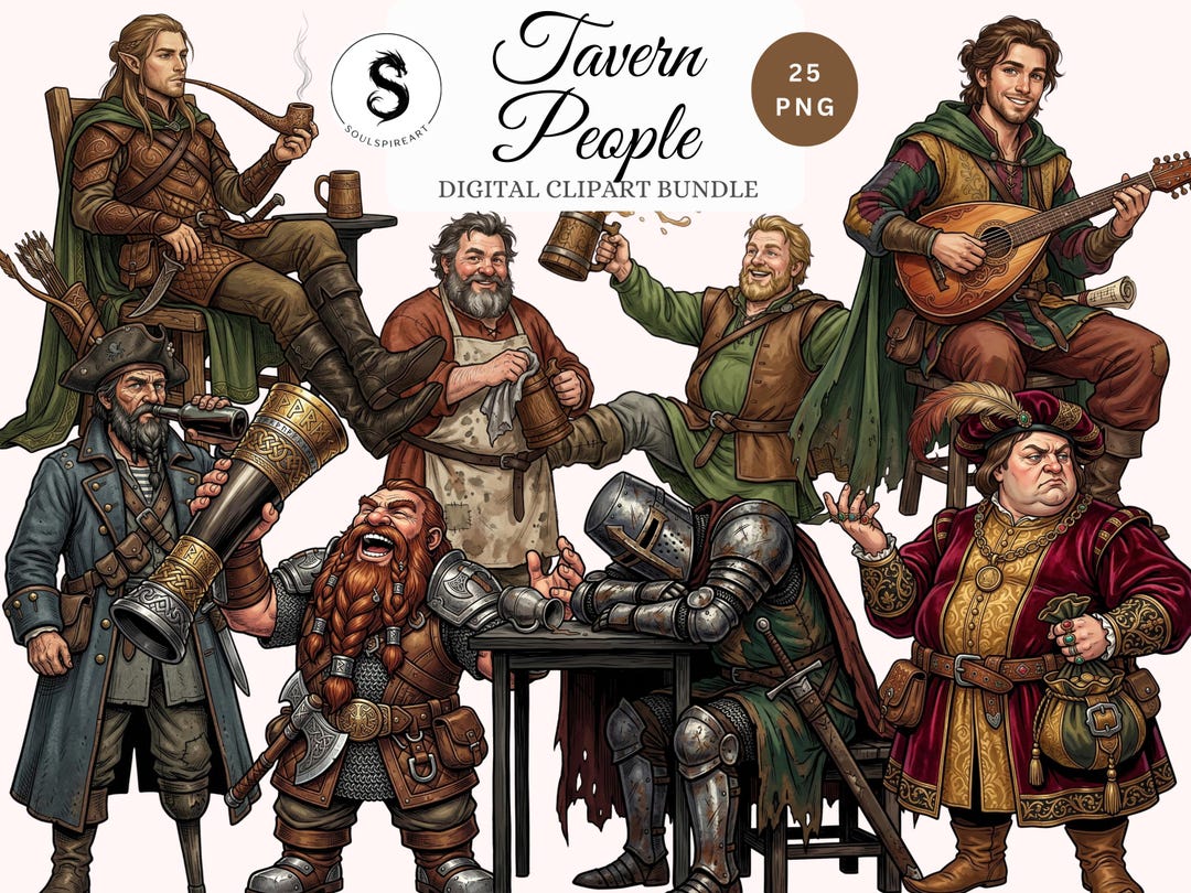 Rpg Innkeeper Medieval Tavern Character Clipart Bundle Dnd NPC Token Fantasy RPG ...