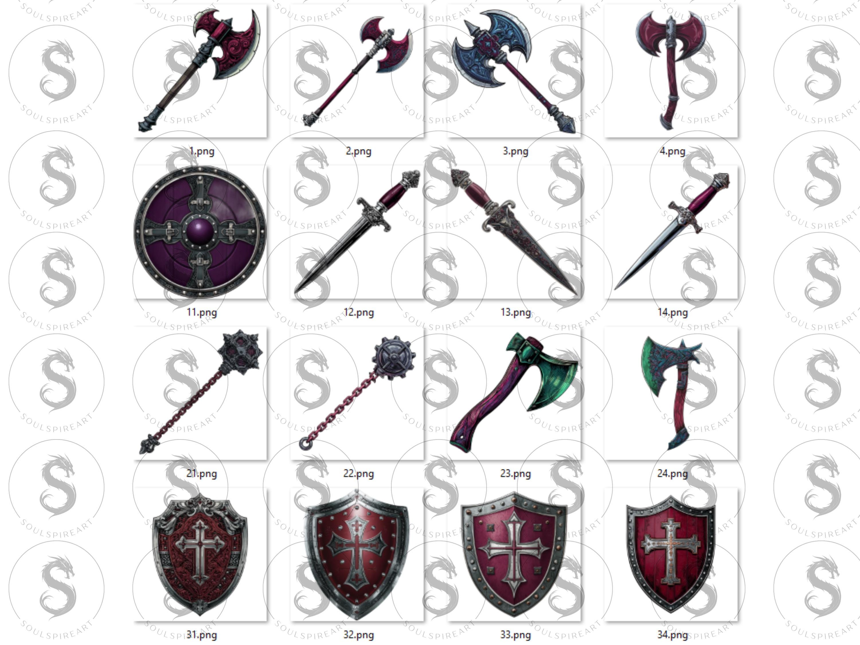 Vector House Weapons Medieval Weapon Vectors Clipart, Gothic Sword PNG Bundle, Knight Armor ...