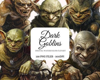 Dark Goblin Clipart Bundle – Creature fantasy per giochi di ruolo (158 immagini PNG)