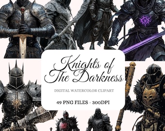 Dark Knights Clipart Bundle – Fearsome Gothic Armor Illustrations (Digital Download)