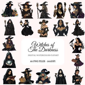Witches of the Darkness Clipart Bundle – 83 Dark Witch Graphics, Gothic Witch Art, Black Witch, Digital Instant Download, Commercial Use