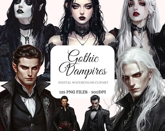 Gothic Vampire Clipart – Dark Fantasy PNG Bundle (135 Files) (Digital Art)