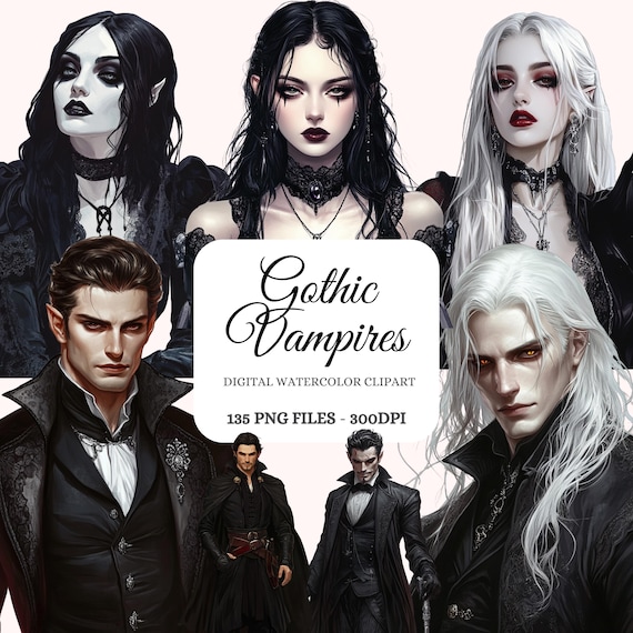 Gothic Vampire Clipart – Dark Fantasy PNG Bundle (135 Files) (Digital Art)
