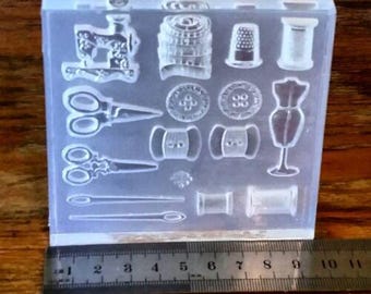 Silicone mold of Seamstress set, 15 pcs.,~1.4-3.8 cm, Modeling tool for chocolate