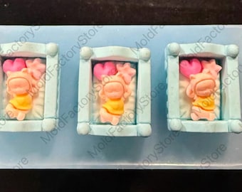 Mini 3D silicone rubber mold,Sleeping Baby Dollhouse Miniatures for Decoration Size: 0.99" by 0.81" approx. baby size 0.51" by 0.38" approx.
