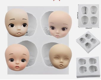 Baby Face Clay Mold Doll Face Silicone Molds for DIY Crafts Air Dry Plaster Poly