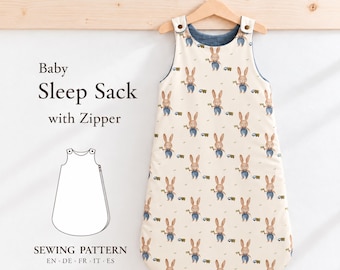 Schlafsack-Nähanleitung (PDF) für Babyschlafsack, Neugeborenen-Nähanleitung, Schlafsack mit Reißverschluss, Babyschlafsack-Nähanleitung