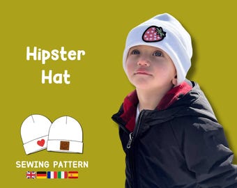 Hipster Hat PDF Sewing Pattern For Kid Beanie Hat Sewing Pattern Baggy Hat Istant Download PDF Baby Baggy Beanie Sewing Tutorial for Toddler
