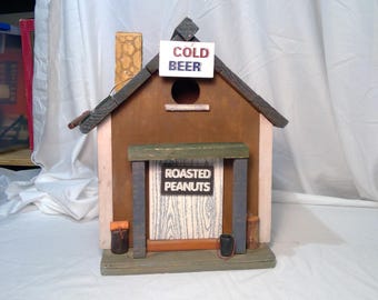 Rustic Wooden Birdhouse Bar: Novelty Bird Shelter