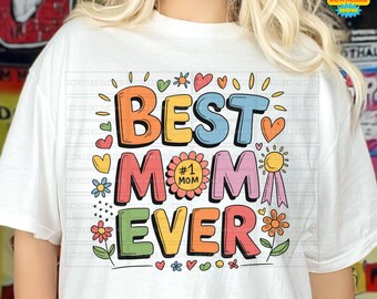 Beste moeder ooit png, vintage moeder png, Moederdag, grappige moeder png, kleurrijke moedershirt grafisch, schattige moeder png, moederdag sublimatieontwerp, moederdag sublimatieontwerp