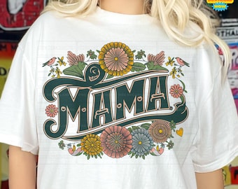 Retro MAMA PNG, floral mama png, mama png, boho floral png, mother day png, flowers png, mother's day shirt png, wildflower clipart png